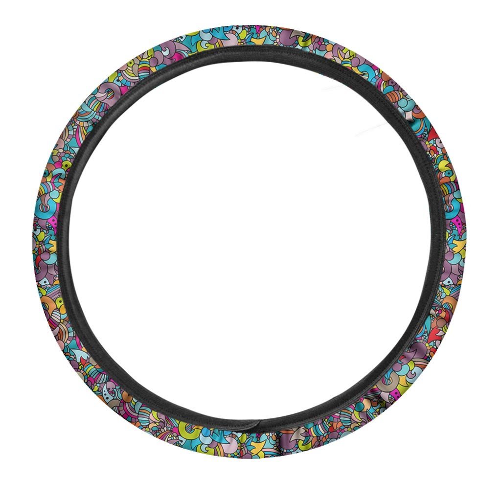 Psychedelic Print Steering Wheel Cover-grizzshop