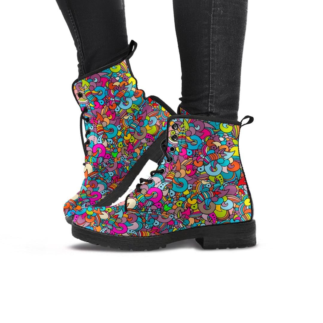 Psychedelic Print Women's Boots-grizzshop