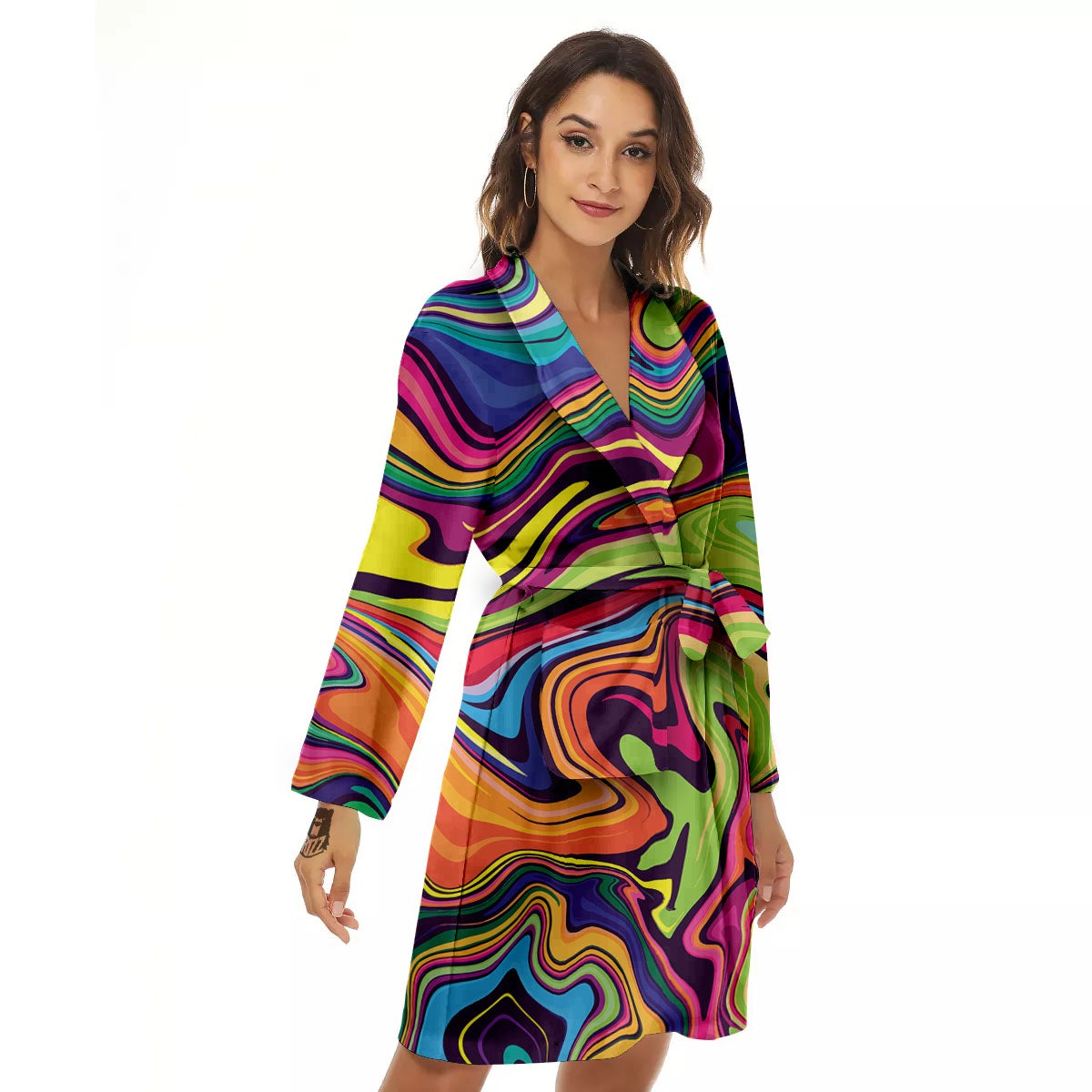 Psychedelic Print Women's Robe-grizzshop