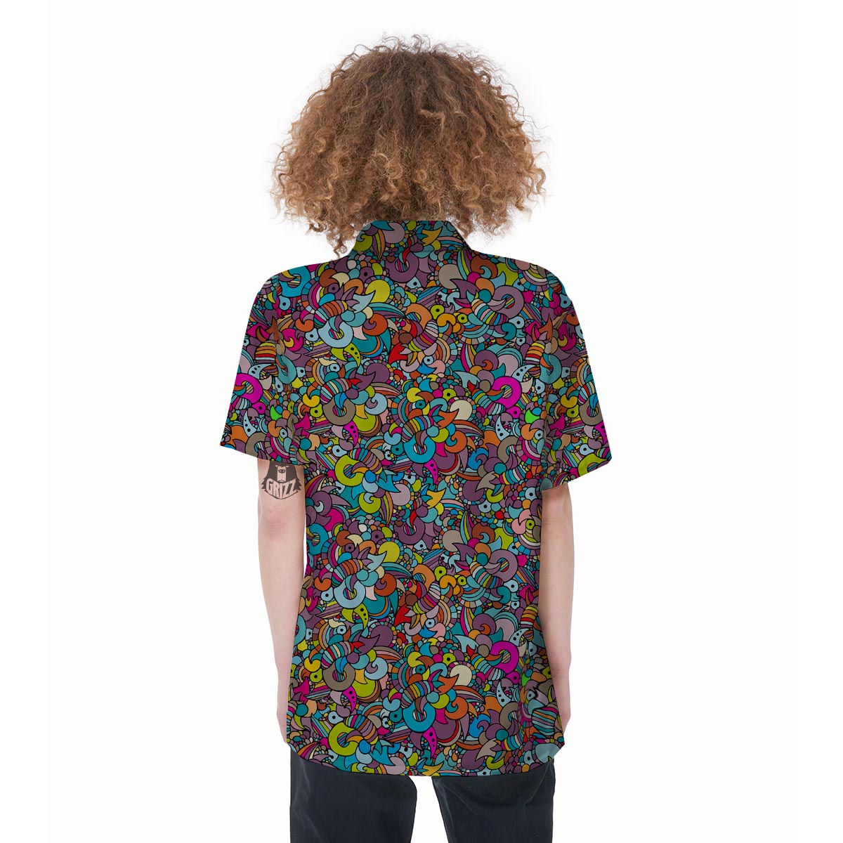 Psychedelic Print Women's Short Sleeve Shirts-grizzshop