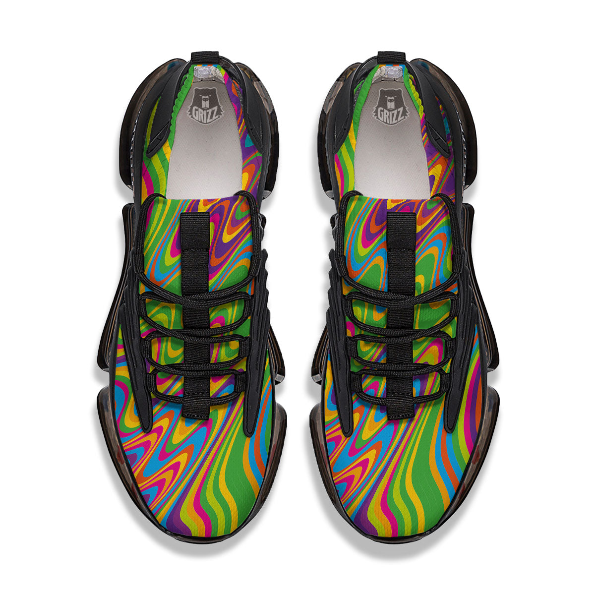 Psychedelic Rainbow Print Pattern Black Gym Shoes-grizzshop