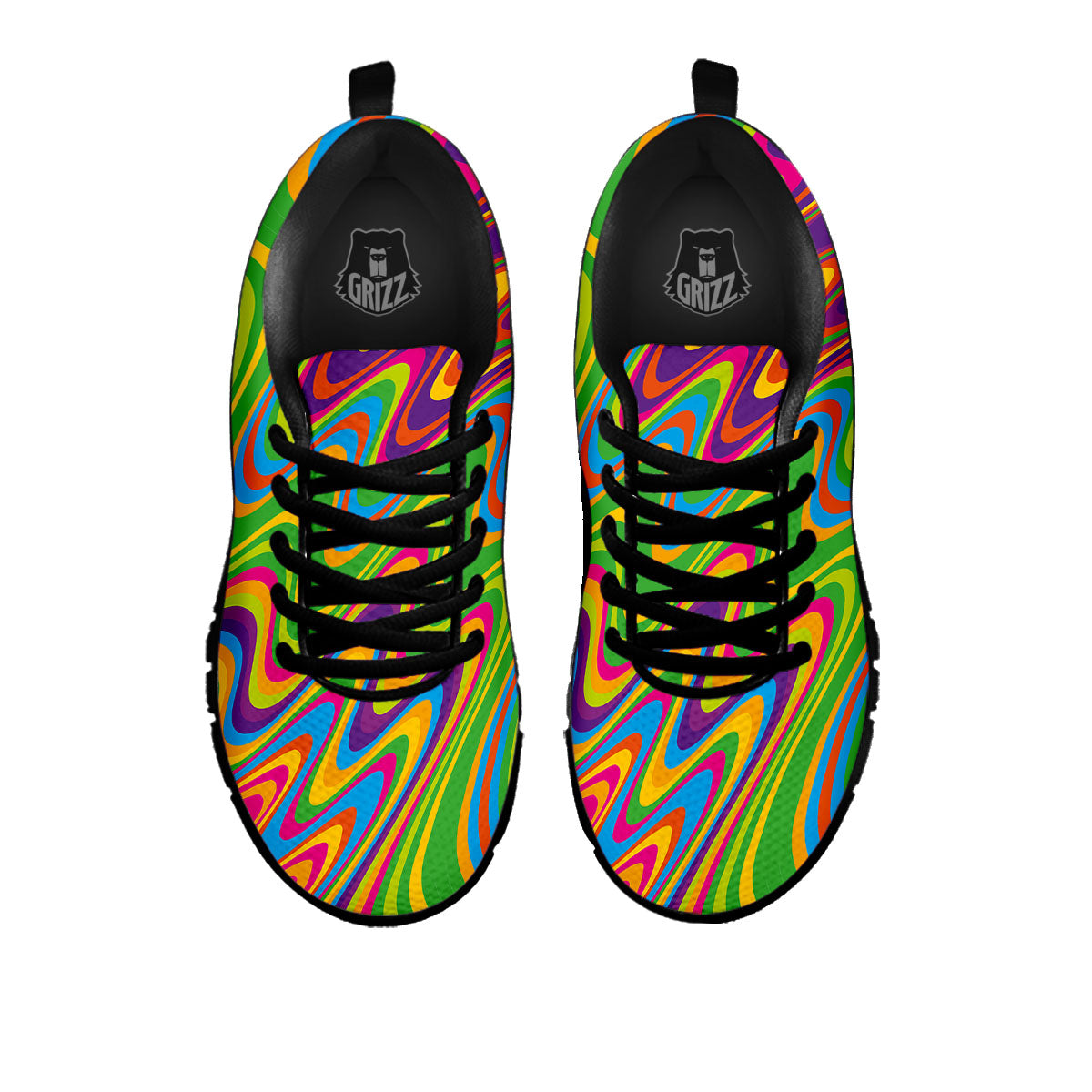 Psychedelic Rainbow Print Pattern Black Sneaker-grizzshop