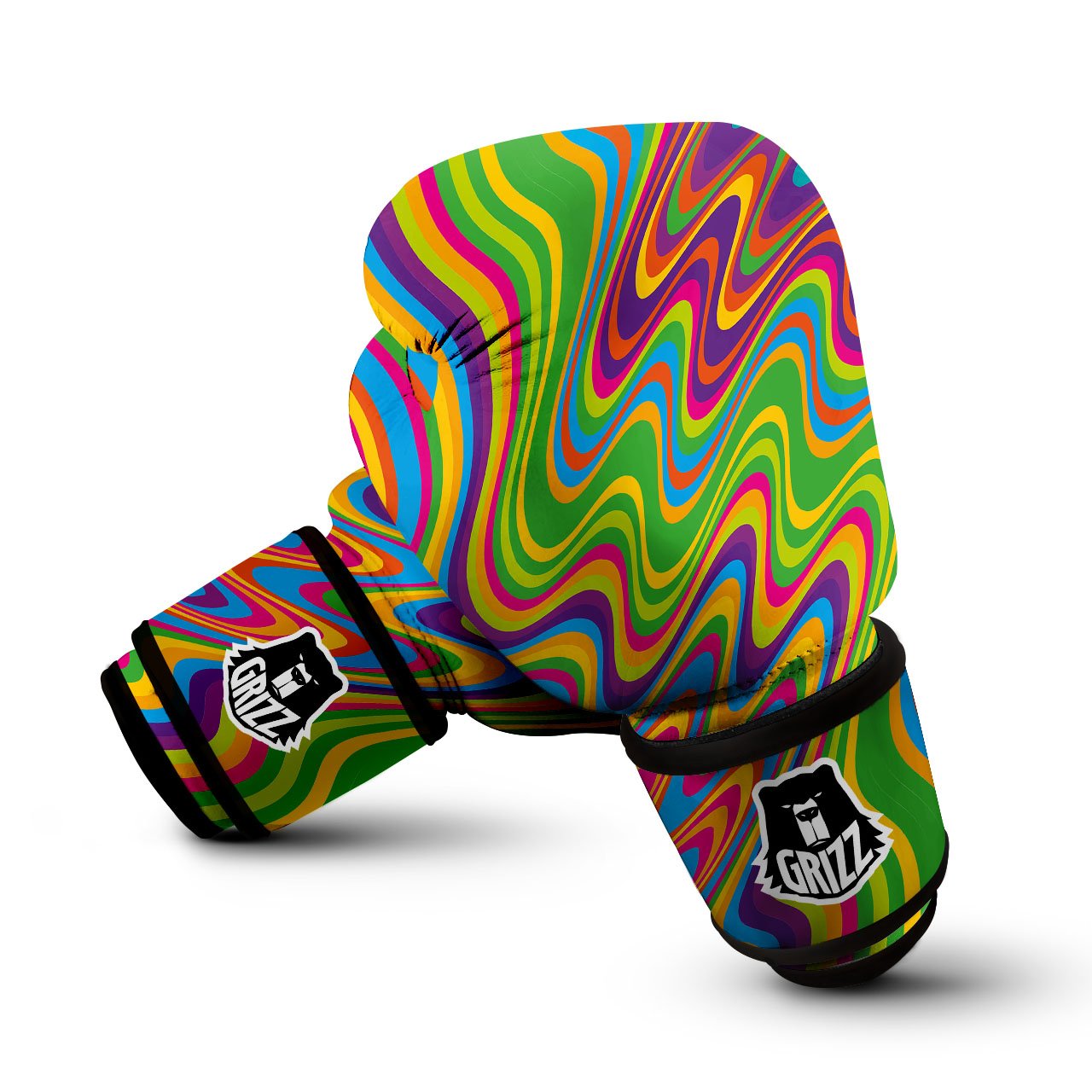 Psychedelic Rainbow Print Pattern Boxing Gloves-grizzshop