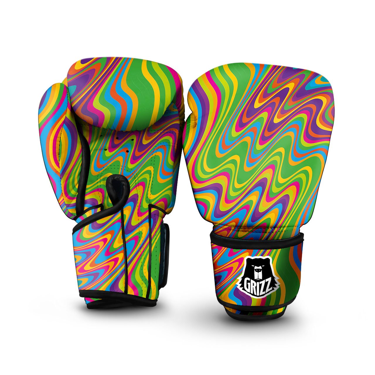 Psychedelic Rainbow Print Pattern Boxing Gloves-grizzshop