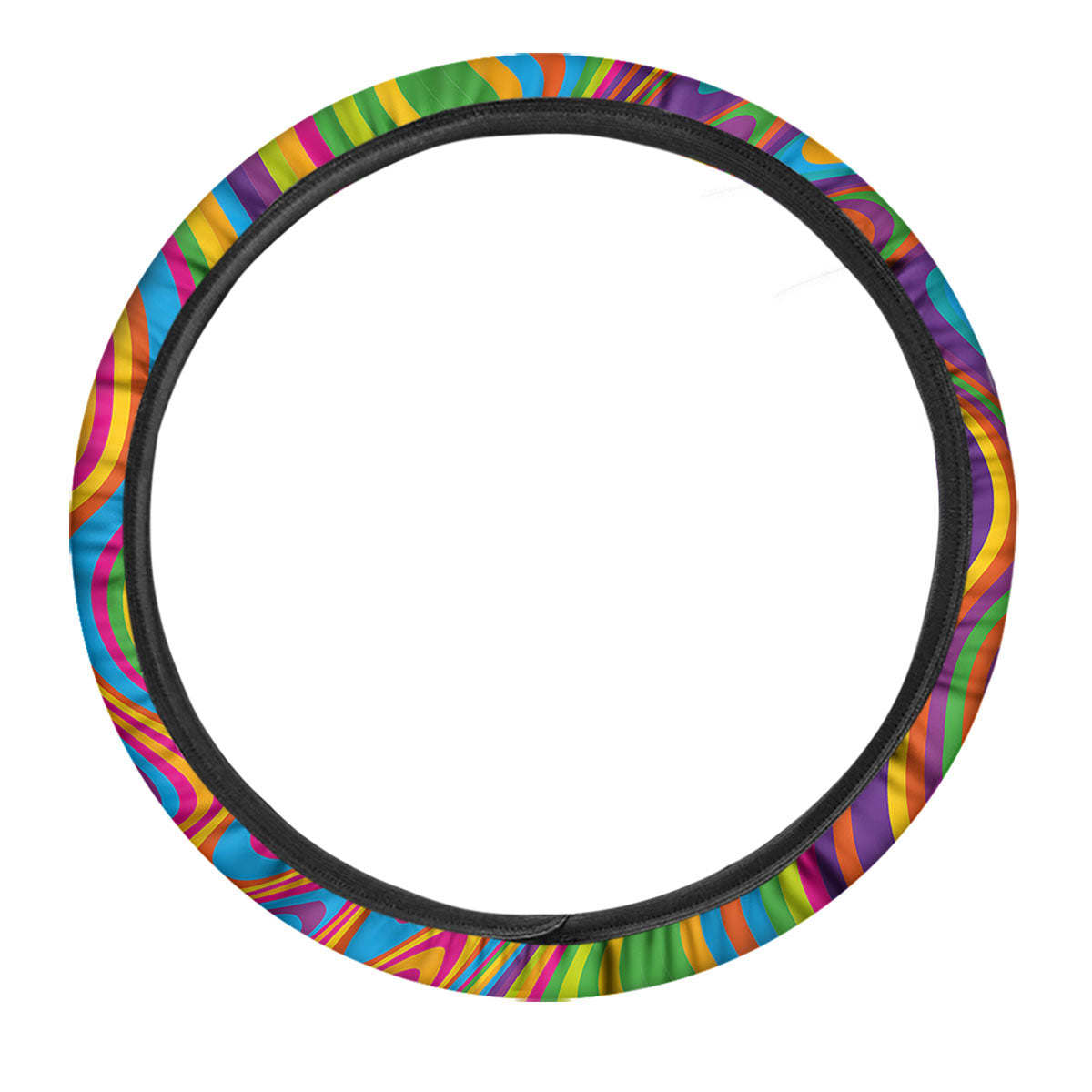 Psychedelic Rainbow Print Pattern Car Steering Wheel Cover-grizzshop