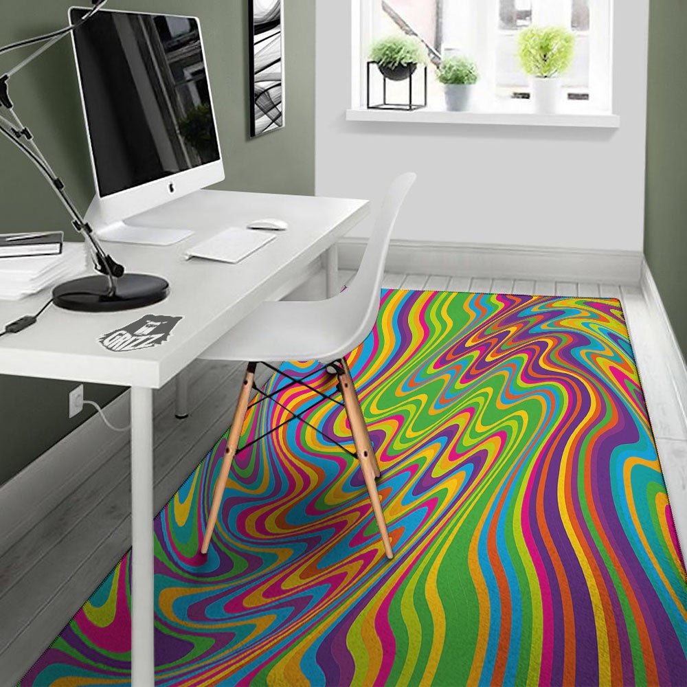 Psychedelic Rainbow Print Pattern Floor Mat-grizzshop