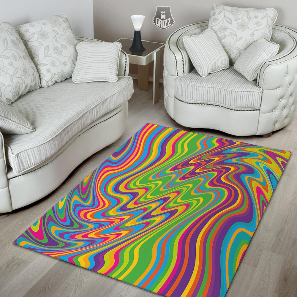 Psychedelic Rainbow Print Pattern Floor Mat-grizzshop
