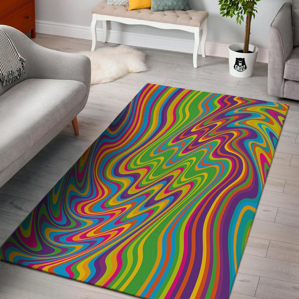 Psychedelic Rainbow Print Pattern Floor Mat-grizzshop