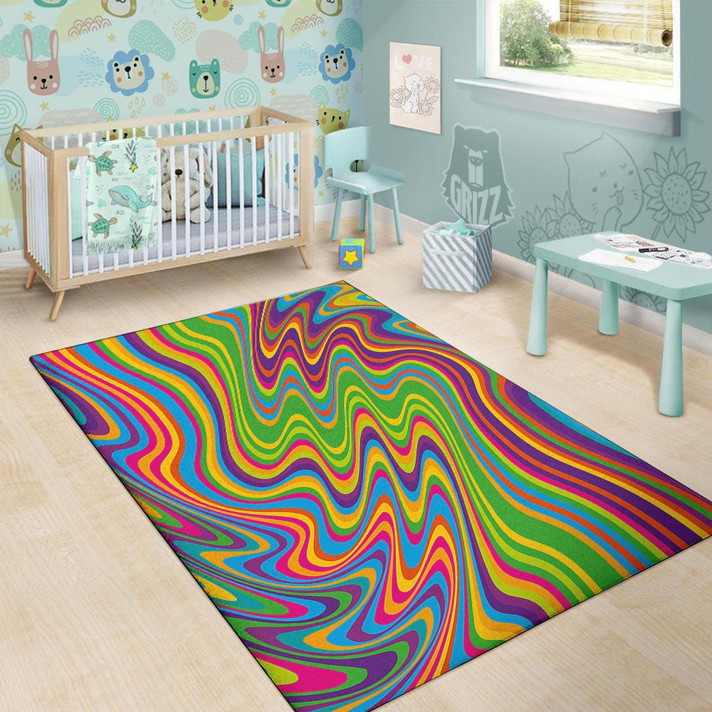 Psychedelic Rainbow Print Pattern Floor Mat-grizzshop