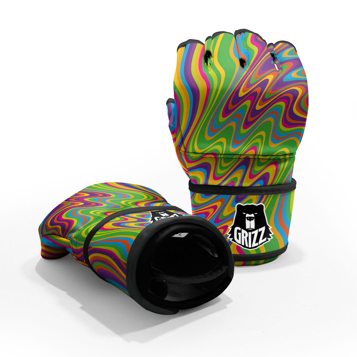 Psychedelic Rainbow Print Pattern MMA Gloves-grizzshop