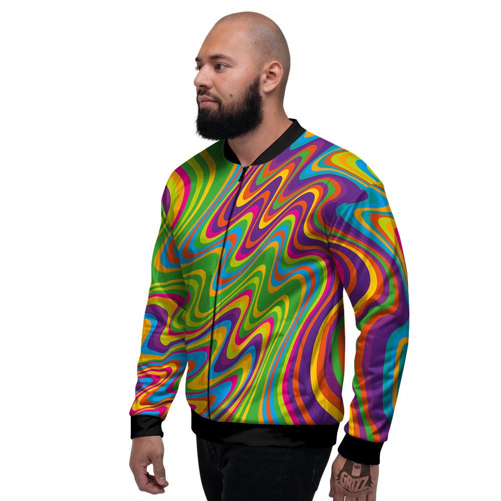 Psychedelic Rainbow Print Pattern Men's Bomber Jacket-grizzshop