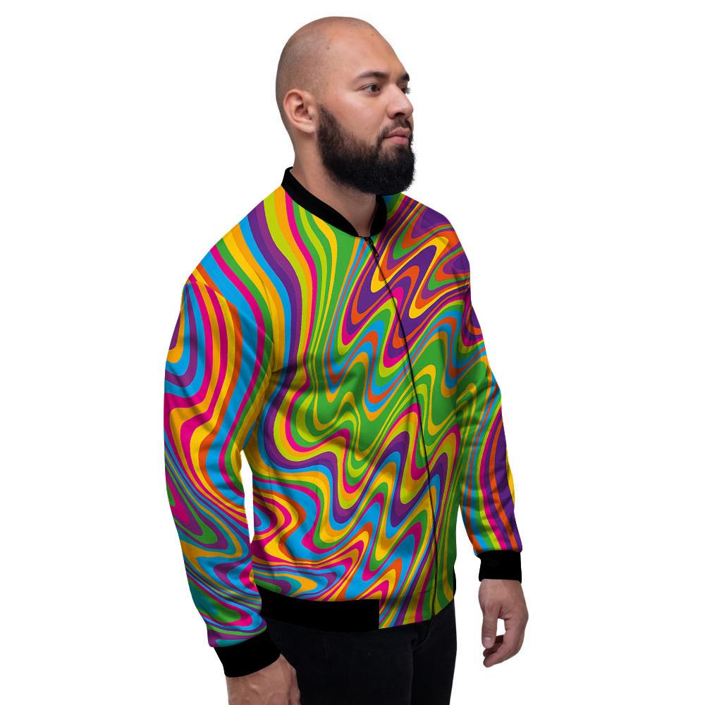 Psychedelic Rainbow Print Pattern Men's Bomber Jacket-grizzshop