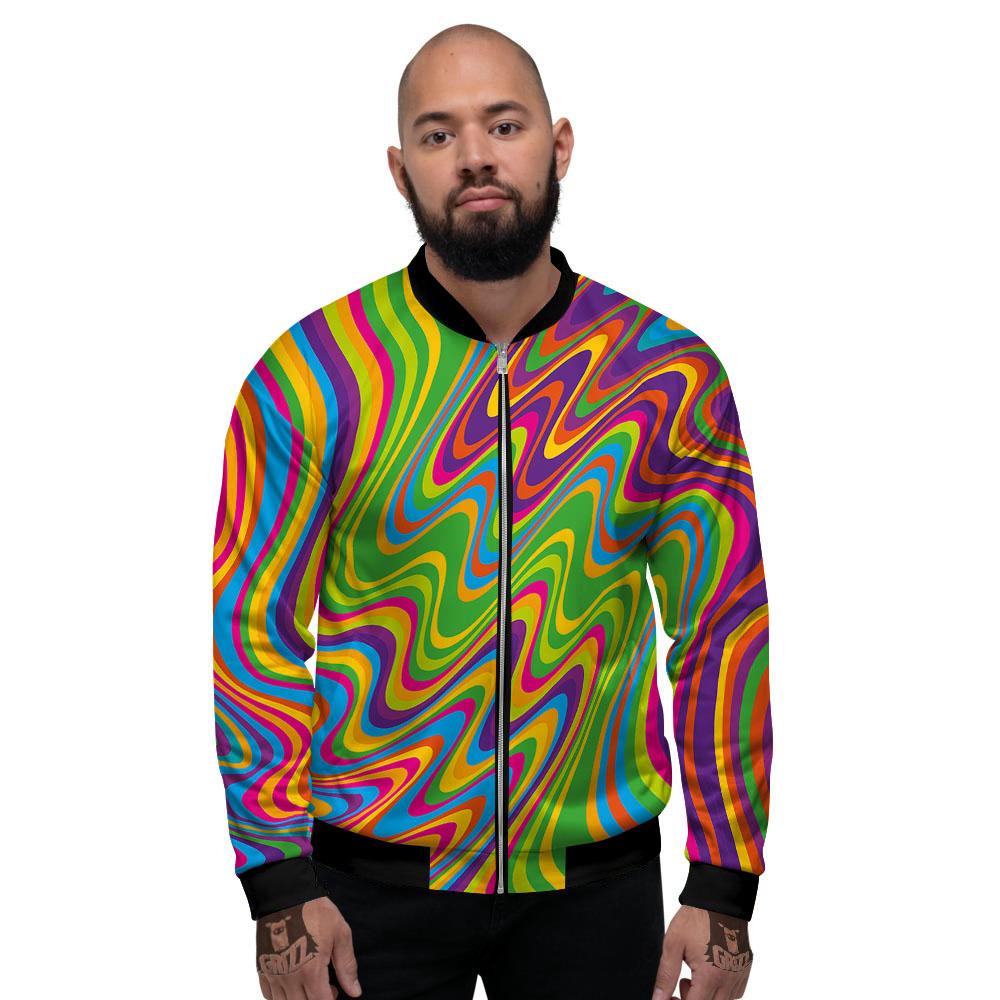 Psychedelic Rainbow Print Pattern Men's Bomber Jacket-grizzshop