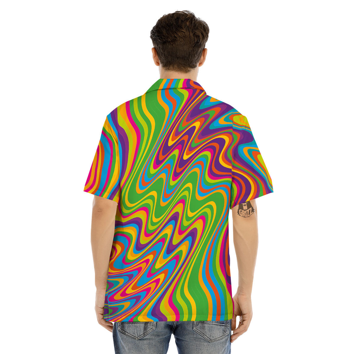 Psychedelic Rainbow Print Pattern Men's Hawaiian Shirt-grizzshop