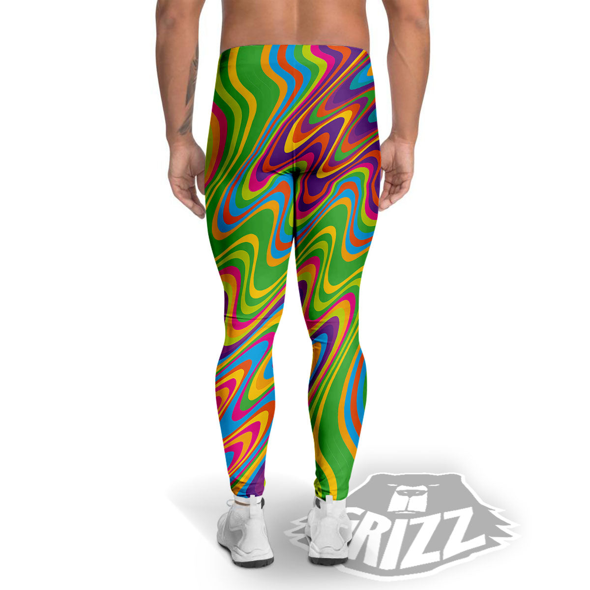 Psychedelic Rainbow Print Pattern Men's Leggings-grizzshop