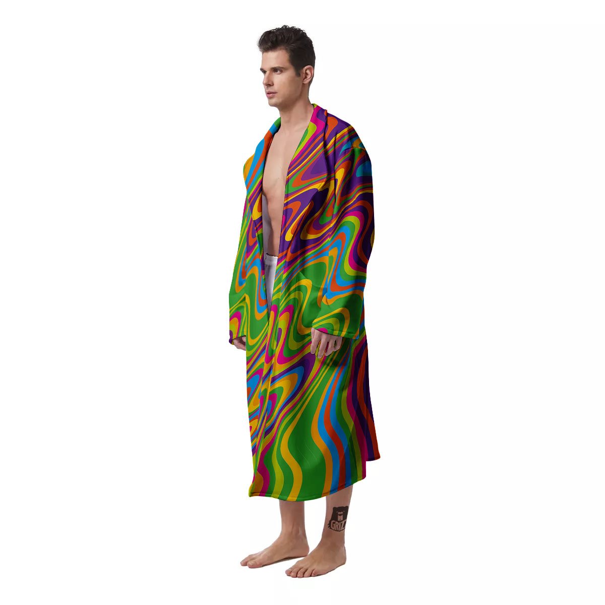Psychedelic Rainbow Print Pattern Men's Robe-grizzshop