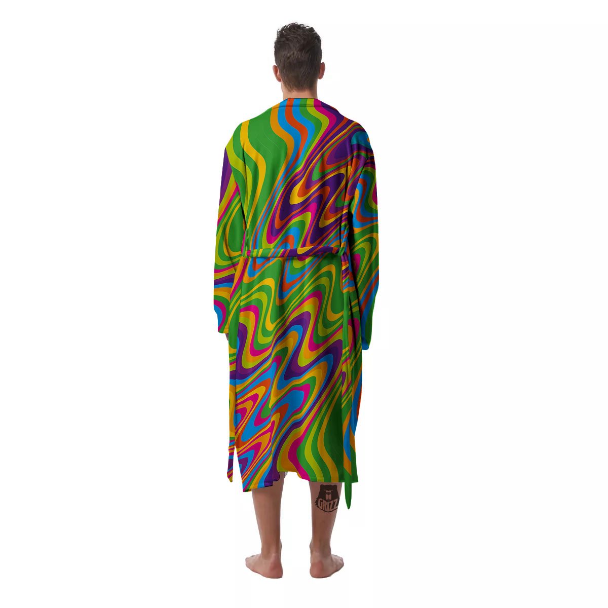 Psychedelic Rainbow Print Pattern Men's Robe-grizzshop