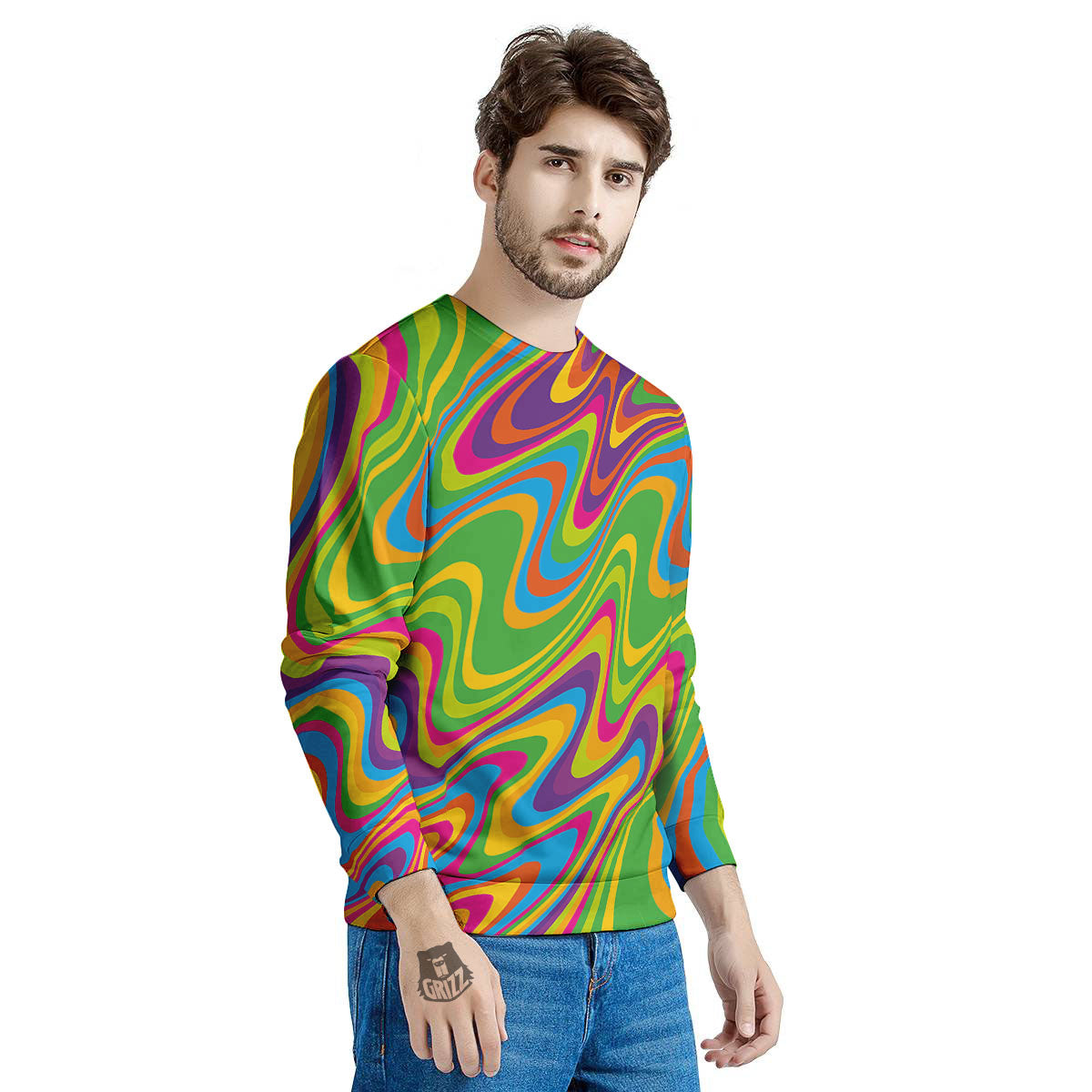 Psychedelic Rainbow Print Pattern Men's Sweatshirt-grizzshop