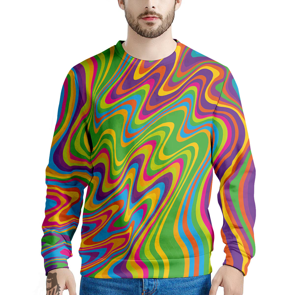Psychedelic Rainbow Print Pattern Men's Sweatshirt-grizzshop