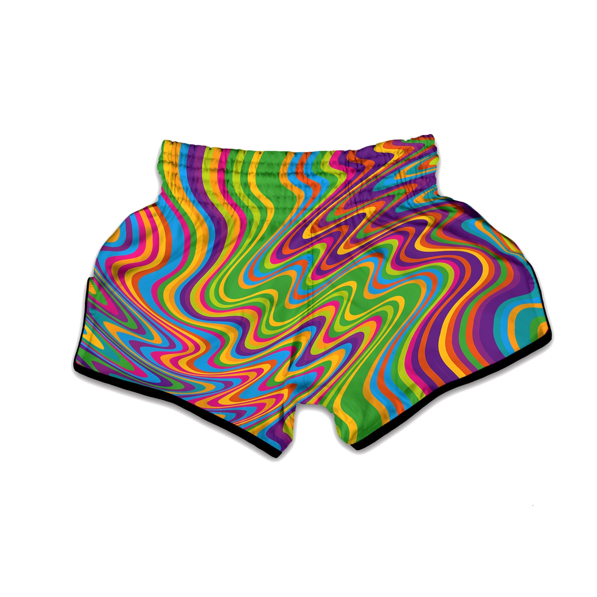 Psychedelic Rainbow Print Pattern Muay Thai Boxing Shorts-grizzshop