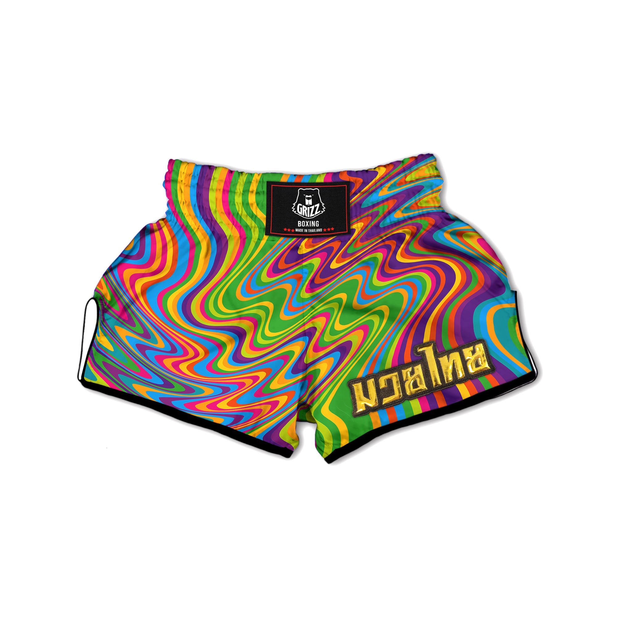Psychedelic Rainbow Print Pattern Muay Thai Boxing Shorts-grizzshop