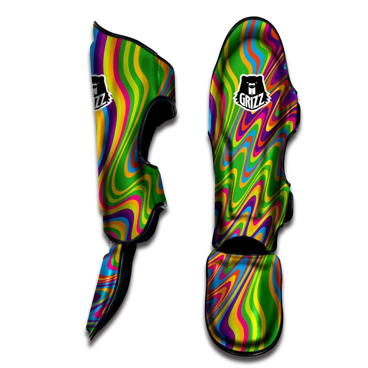Psychedelic Rainbow Print Pattern Muay Thai Shin Guards-grizzshop