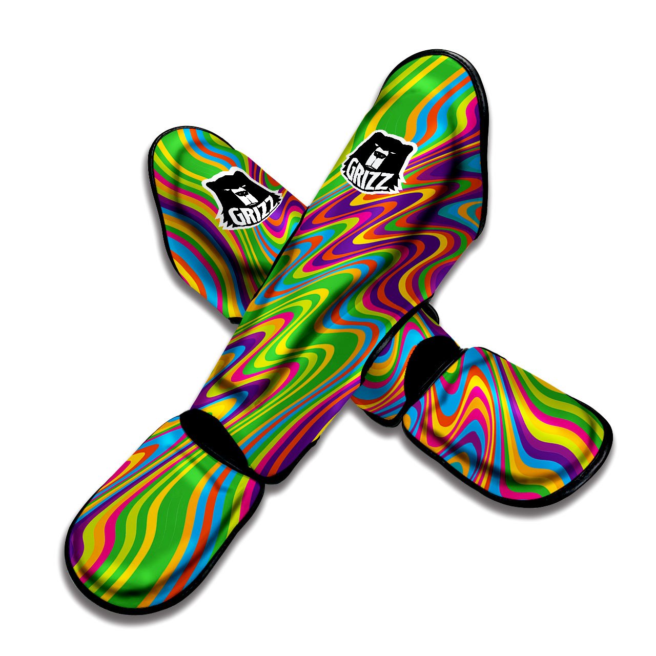 Psychedelic Rainbow Print Pattern Muay Thai Shin Guards-grizzshop