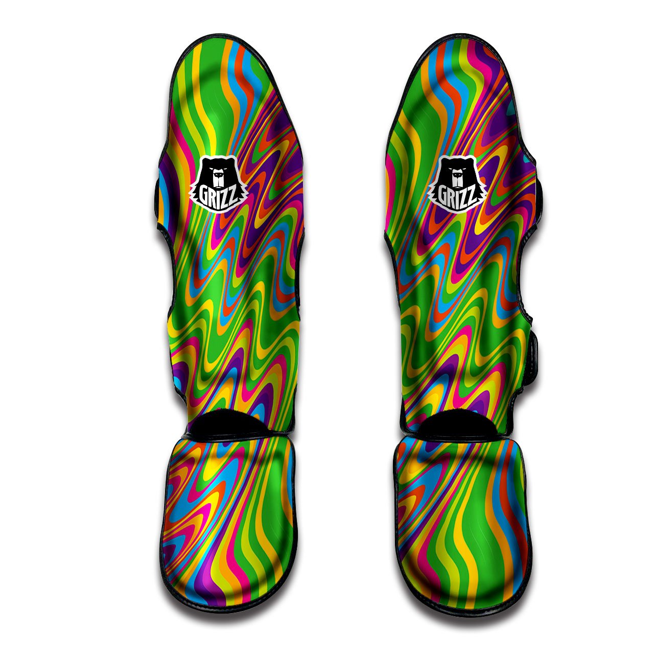 Psychedelic Rainbow Print Pattern Muay Thai Shin Guards-grizzshop
