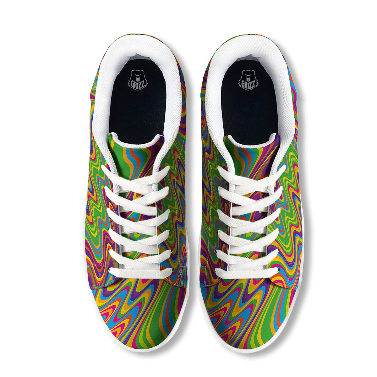 Psychedelic Rainbow Print Pattern White Low Top Sneakers-grizzshop