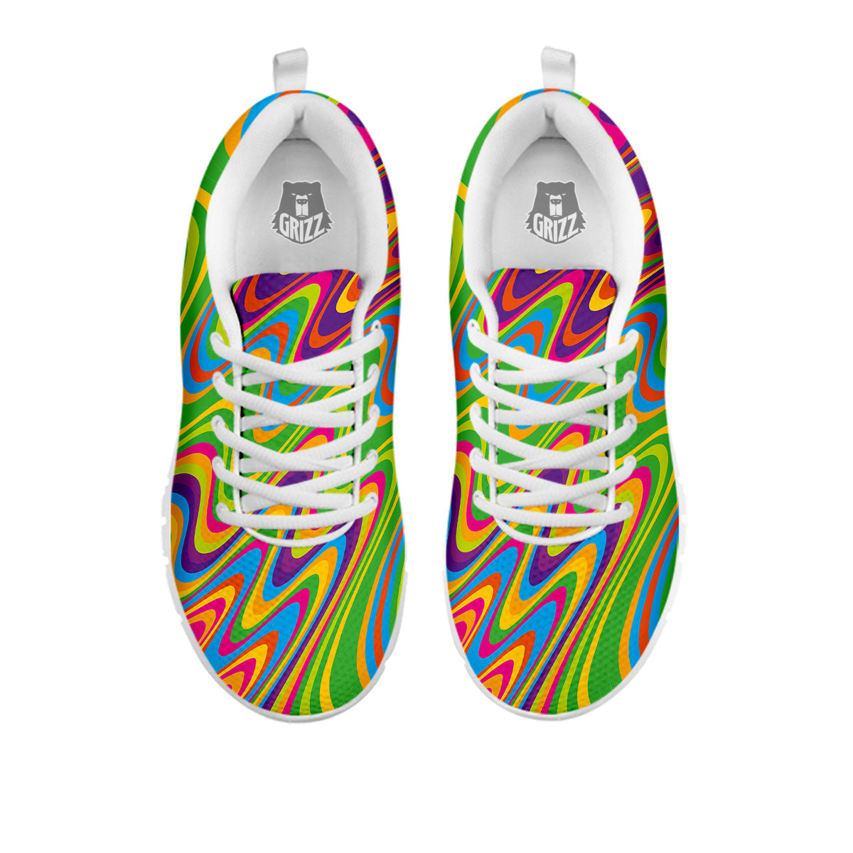 Psychedelic Rainbow Print Pattern White Sneaker-grizzshop