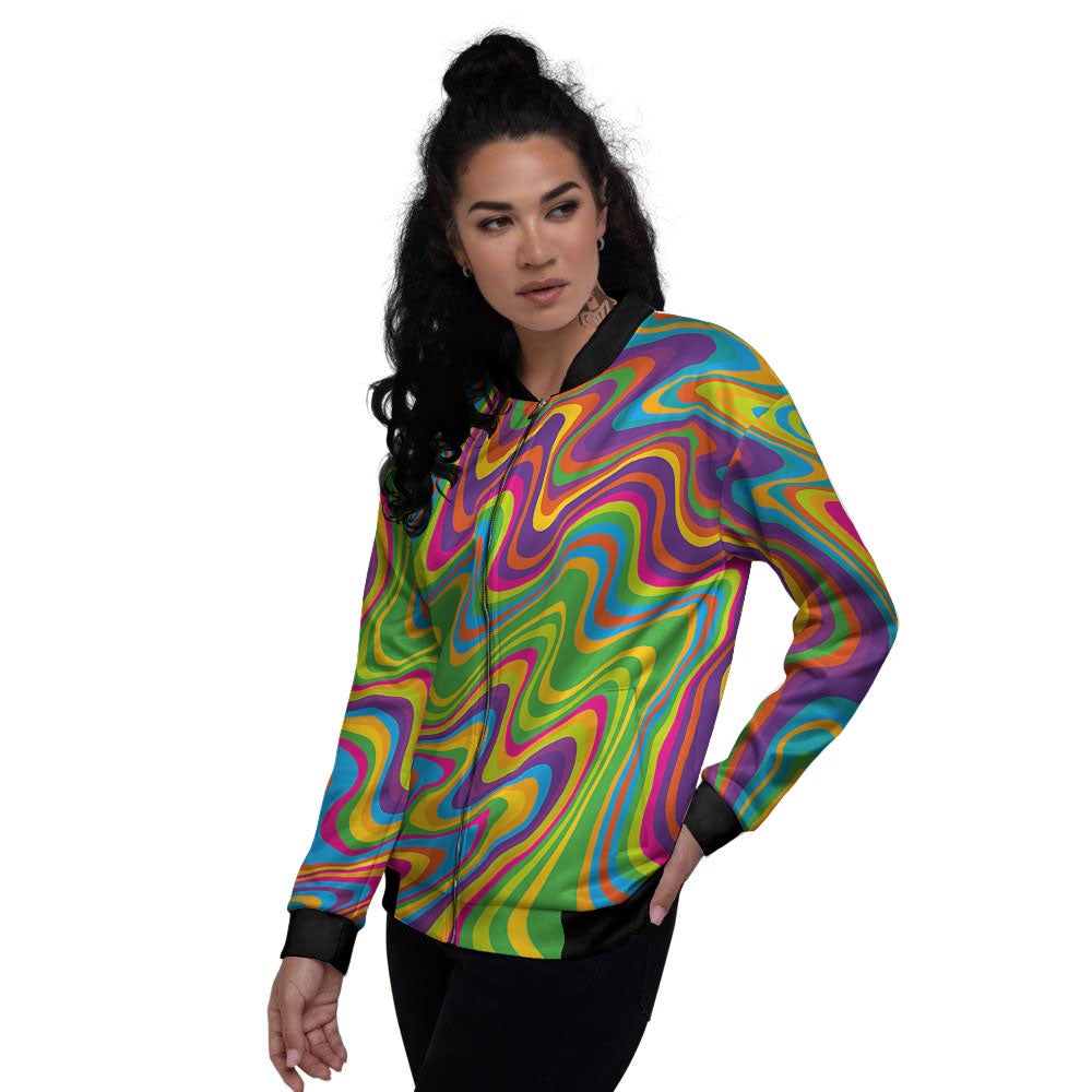 Psychedelic Rainbow Print Pattern Women's Bomber Jacket-grizzshop