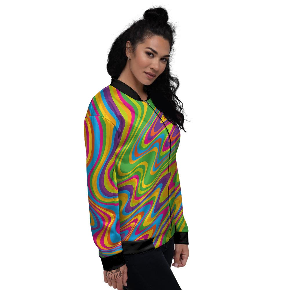 Psychedelic Rainbow Print Pattern Women's Bomber Jacket-grizzshop
