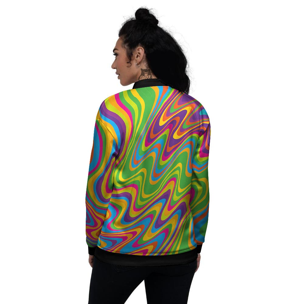 Psychedelic Rainbow Print Pattern Women's Bomber Jacket-grizzshop