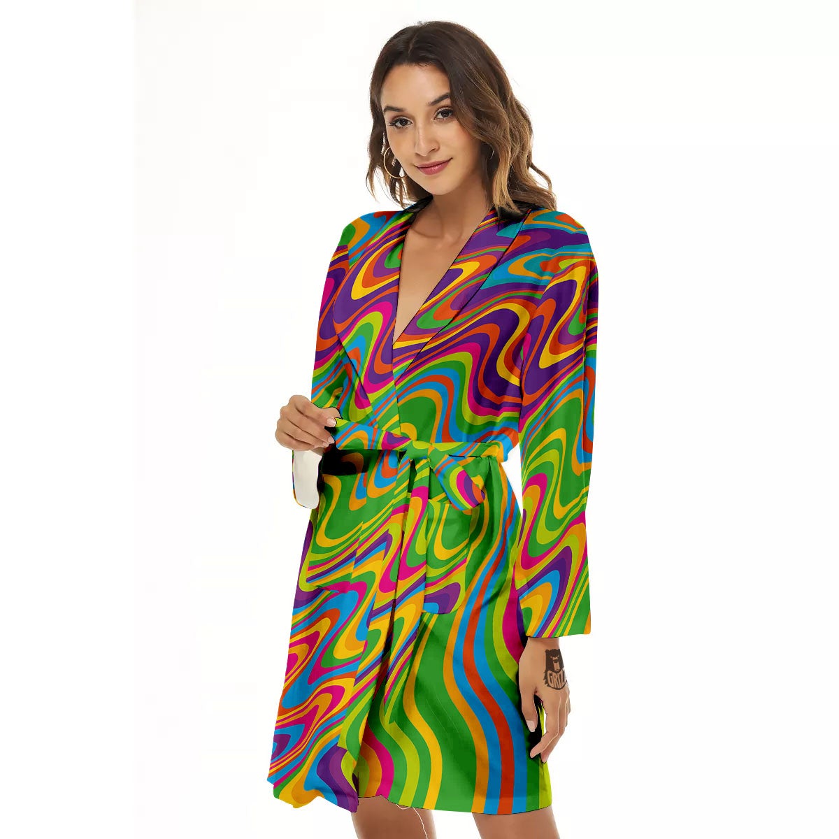 Psychedelic Rainbow Print Pattern Women's Robe-grizzshop