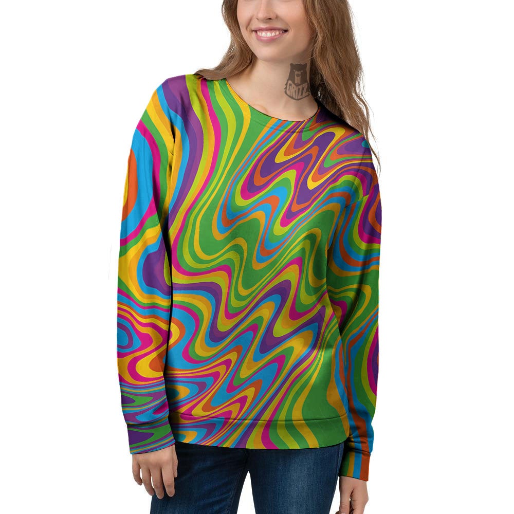 Psychedelic Rainbow Print Pattern Women's Sweatshirt-grizzshop