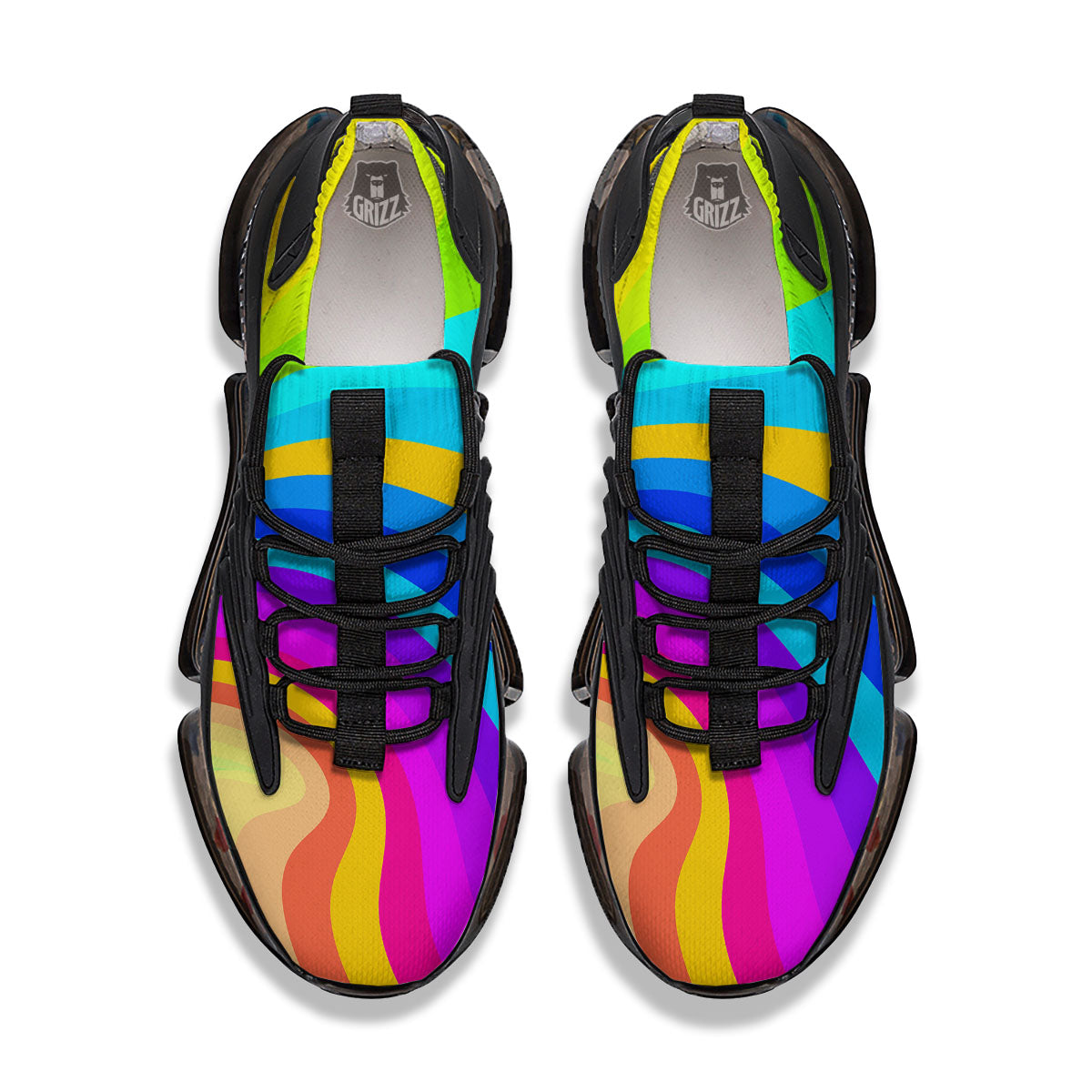 Psychedelic Rainbow Torus Print Black Gym Shoes-grizzshop