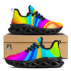 Psychedelic Rainbow Torus Print Black Running Shoes-grizzshop
