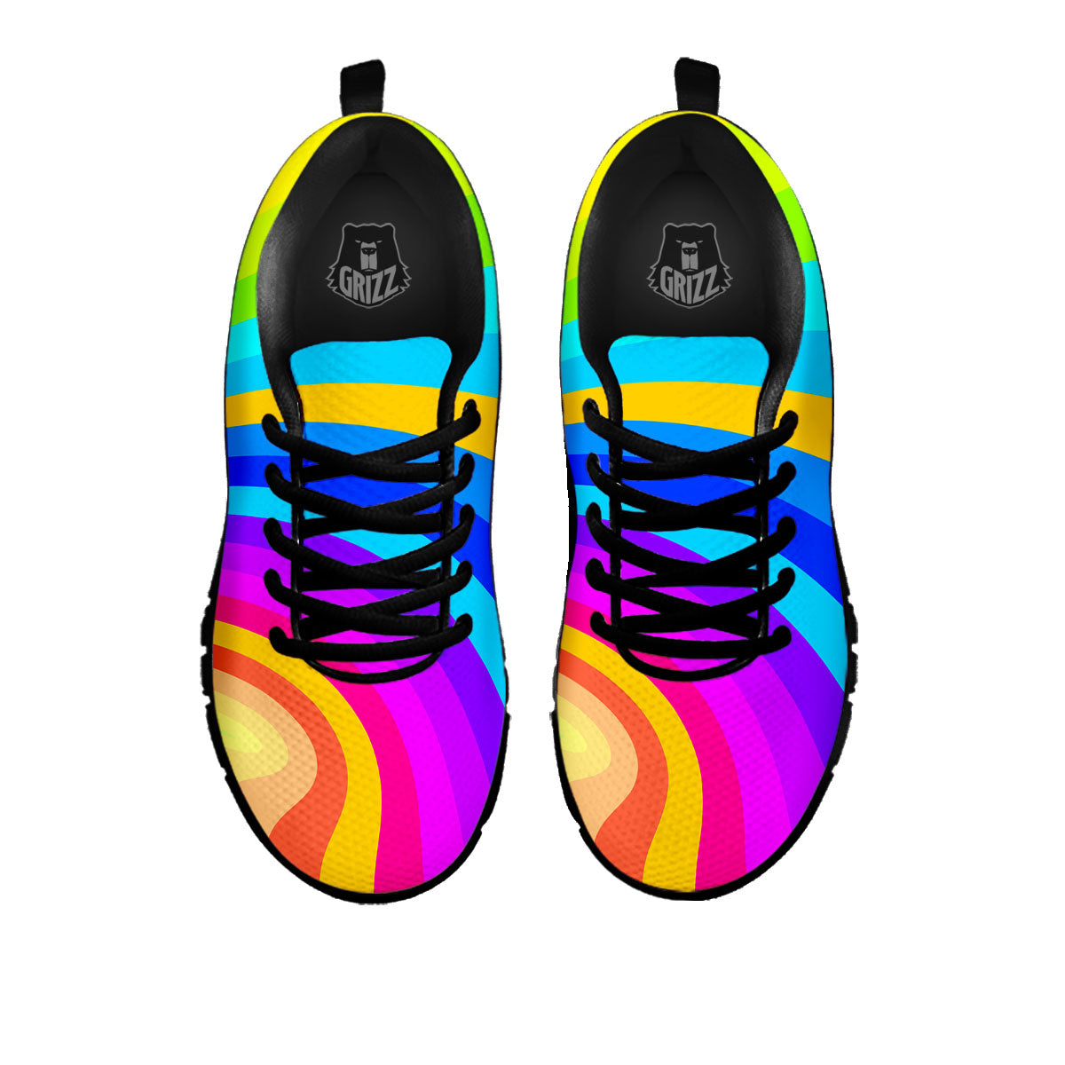 Psychedelic Rainbow Torus Print Black Sneaker-grizzshop