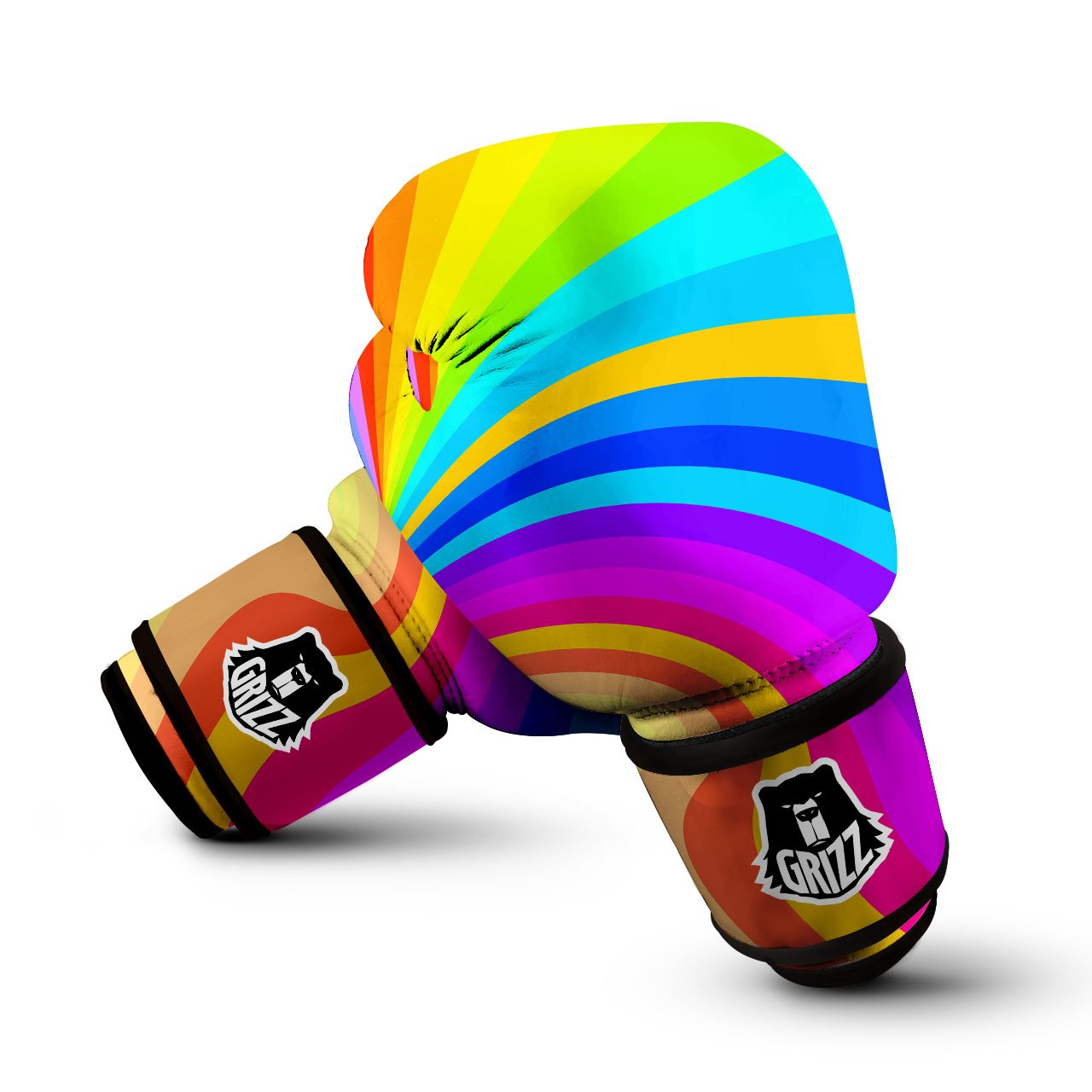Psychedelic Rainbow Torus Print Boxing Gloves-grizzshop