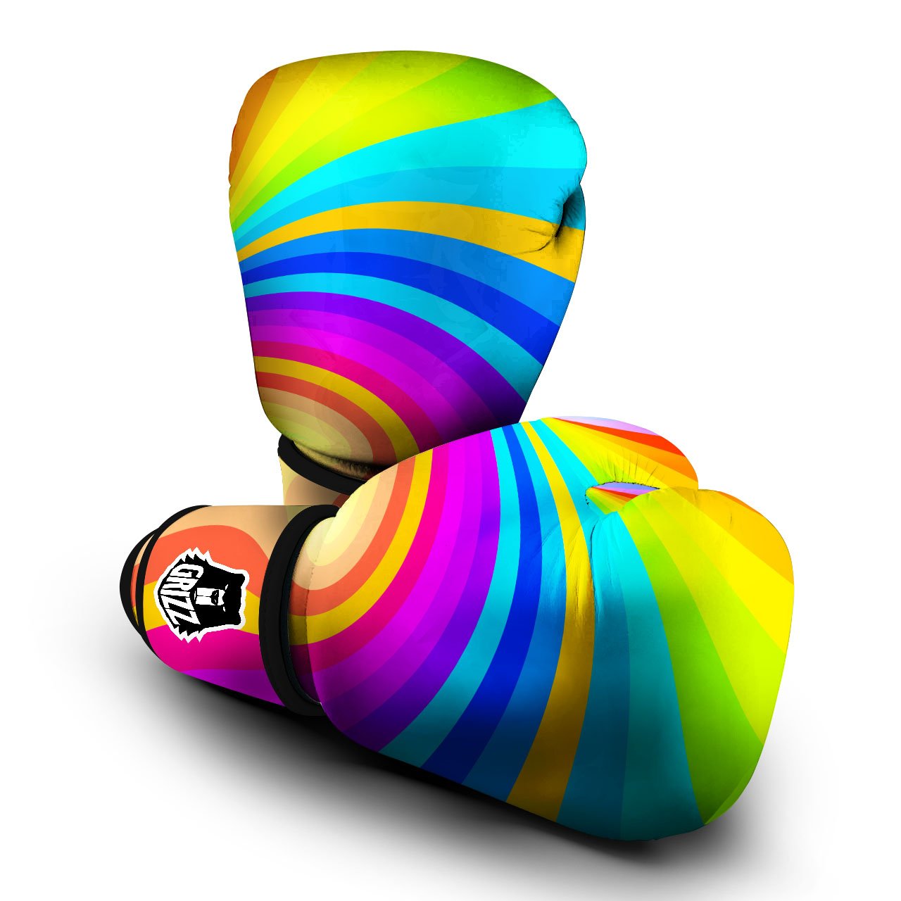 Psychedelic Rainbow Torus Print Boxing Gloves-grizzshop