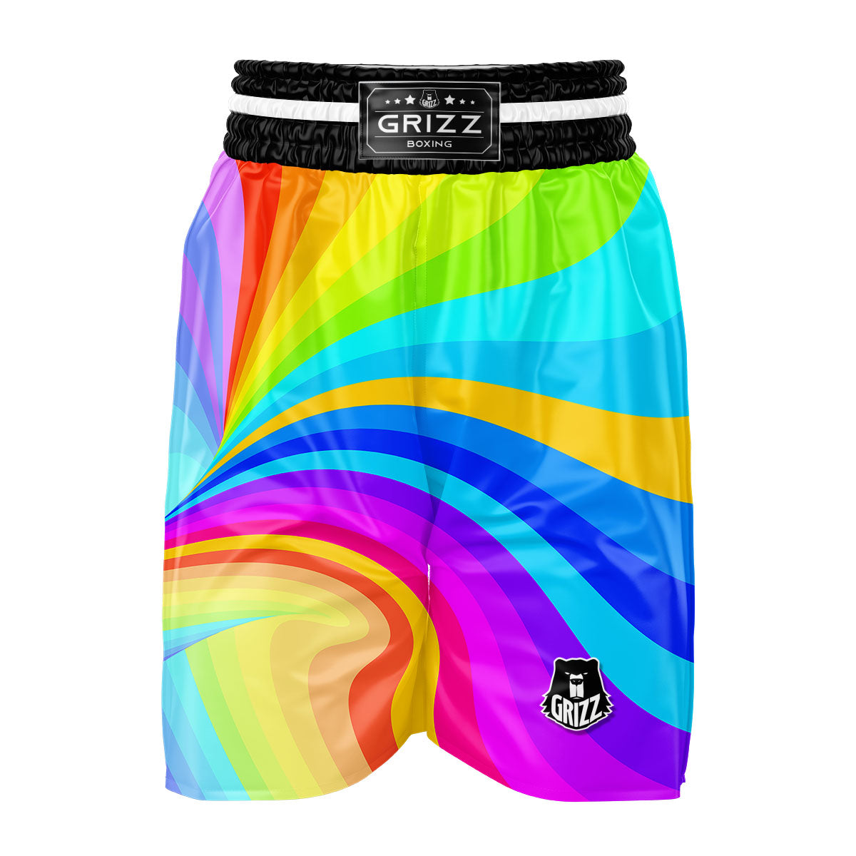 Psychedelic Rainbow Torus Print Boxing Shorts-grizzshop