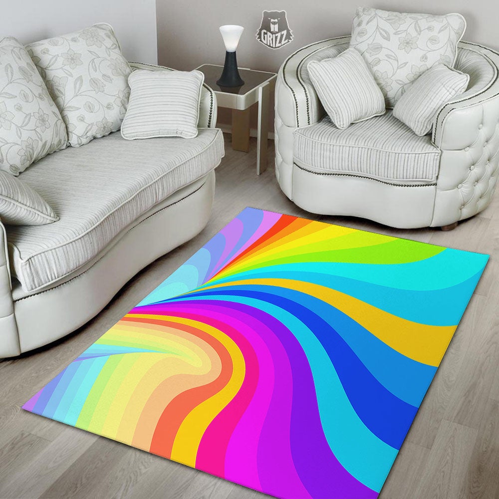 Psychedelic Rainbow Torus Print Floor Mat-grizzshop