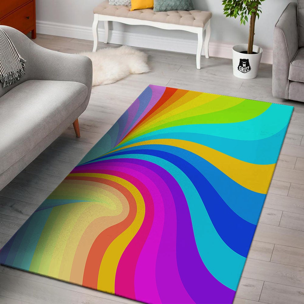 Psychedelic Rainbow Torus Print Floor Mat-grizzshop
