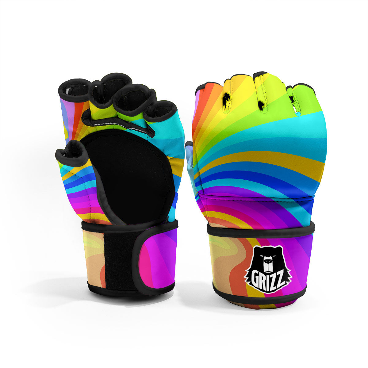 Psychedelic Rainbow Torus Print MMA Gloves-grizzshop