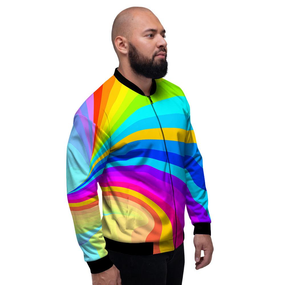 Psychedelic Rainbow Torus Print Men's Bomber Jacket-grizzshop