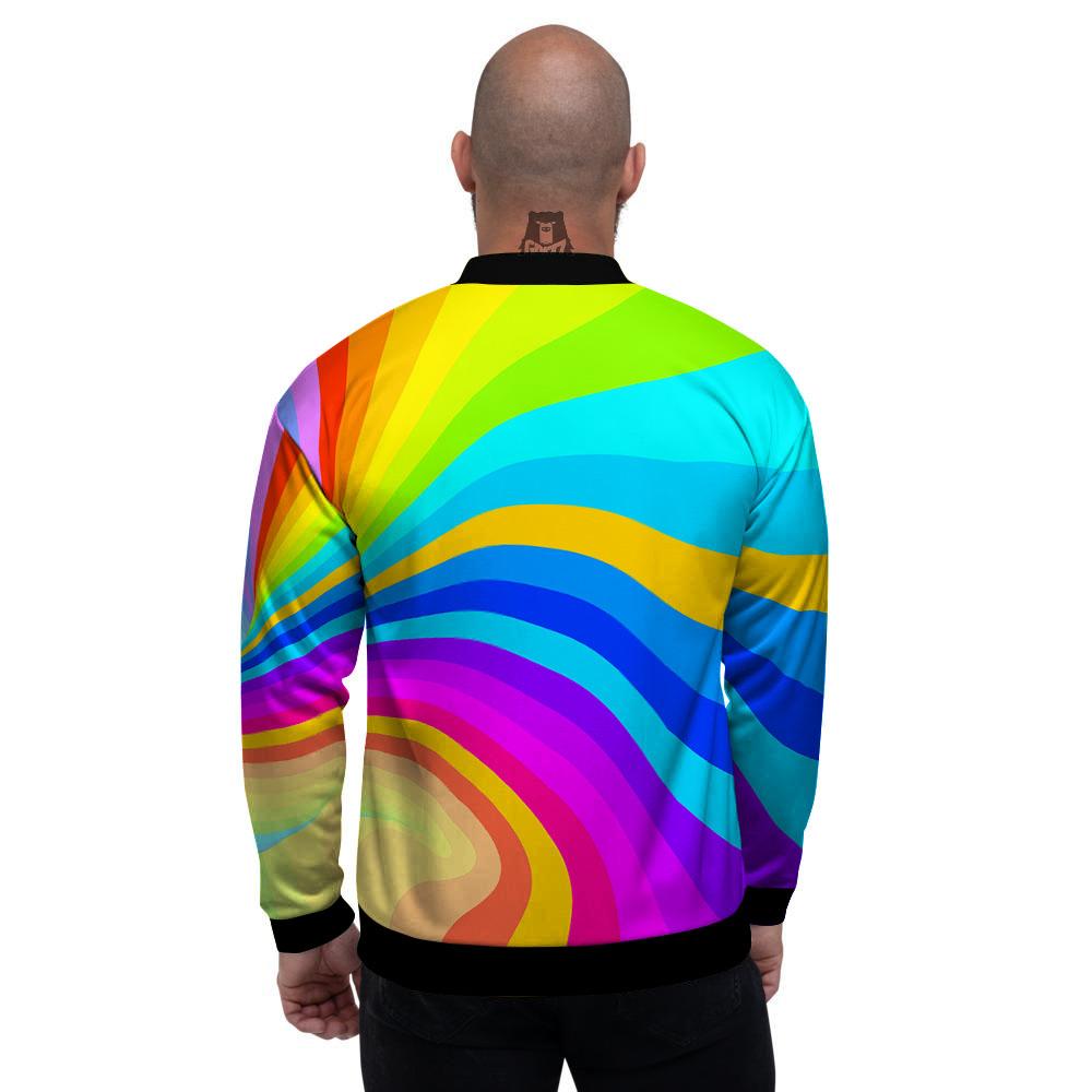 Psychedelic Rainbow Torus Print Men's Bomber Jacket-grizzshop
