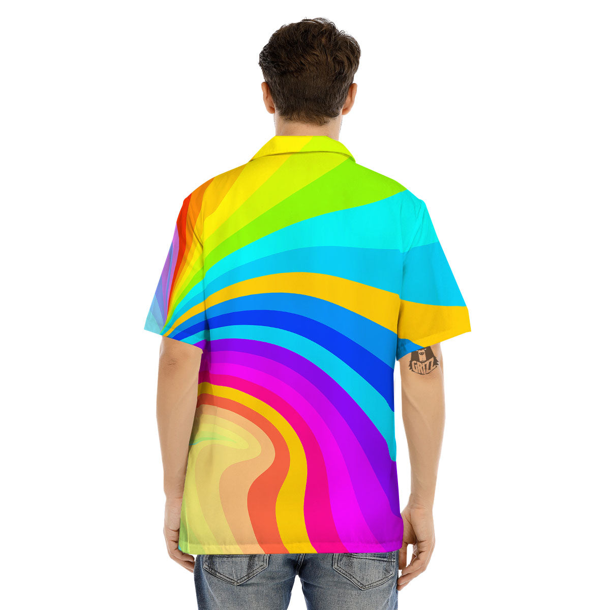 Psychedelic Rainbow Torus Print Men's Hawaiian Shirt-grizzshop