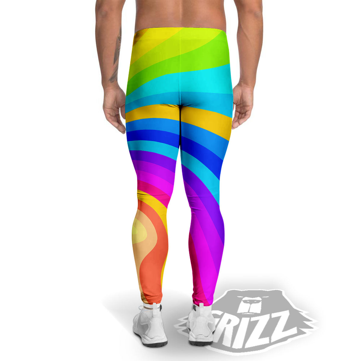 Psychedelic Rainbow Torus Print Men's Leggings-grizzshop