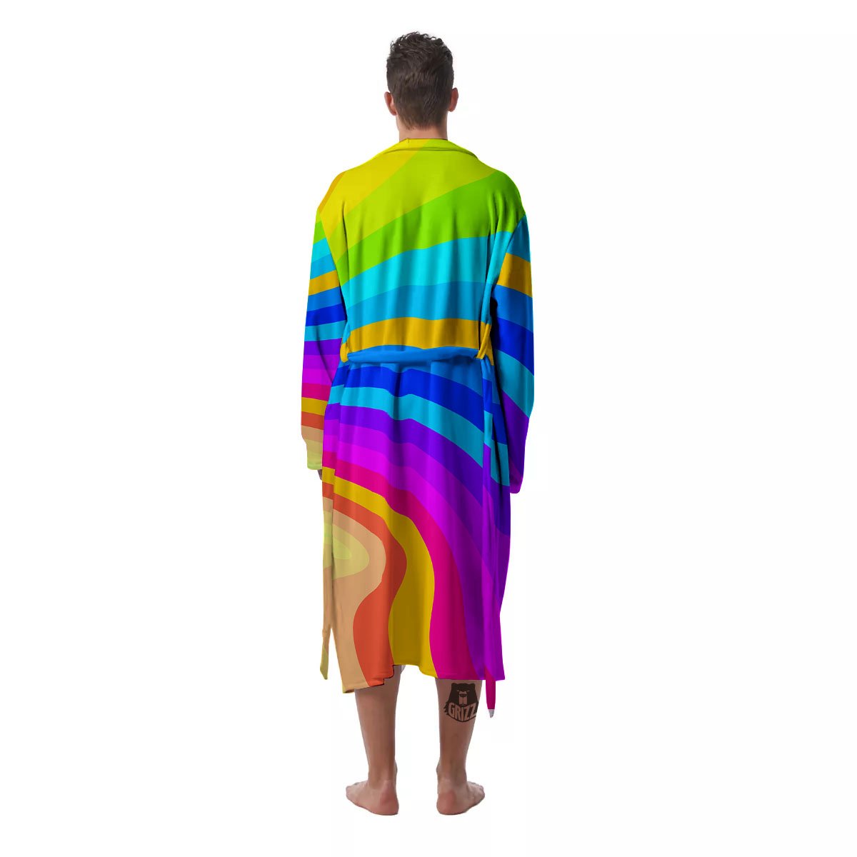 Psychedelic Rainbow Torus Print Men's Robe-grizzshop