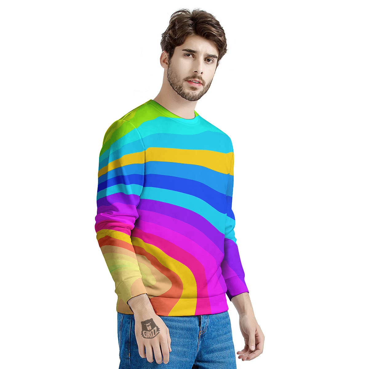 Psychedelic Rainbow Torus Print Men's Sweatshirt-grizzshop